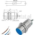 Indukcyjny czujnik LR30XBF15DNOY; NPN; NO; przewód; L=52mm