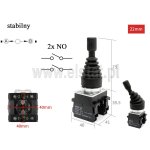 Joystick przemysłowy 2-osiowy; 2x NO; bez samopowrotu; stabilny; fi 22mm