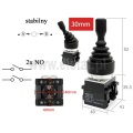 Joystick przemysłowy 2-osiowy; 2x NO; bez samopowrotu; stabilny; 30mm