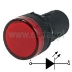  Kontrolka czerwona, 22mm, 24V AC/DC, AD16-22DS/R, L=51mm 