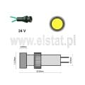 Kontrolka sygnalizacyjne LED; żółta; obudowa PCV; 5mm; zasilanie 24VDC.