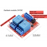 Moduł z 2 przekaźnikami; izolacja transoptorowa; 24VDC; wyzwalnie niski lub wysoki poziom