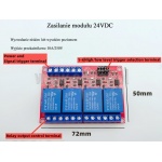 Moduł z 4 przekaźnikami; izolacja transoptorowa; 24VDC; wyzwalnie niski lub wysoki poziom