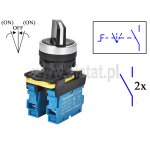Przełącznik obrotowy piórowy; chwilowy; fi 22mm; 3-pozycje;  (ON)-OFF-(ON)