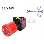 Przycisk bezpieczeństwa; blokowany; podświetlany 12V-24V; grzyb; dłoniowy