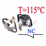 Termostat normalnie zamknięty; NC; 16A; zakres: 115°C; konektory pionowe