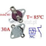 Termostat bimetaliczny 30A; zakres: 85°C; NC; konektory śrubowe poziome