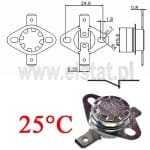 Termostat bimetaliczny; zakres: 25°C; typ KSD301A; 10A; NC 