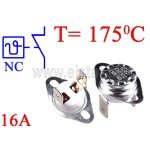 Wyłącznik bimetalowy 175 st.C; 16A/250VAC; NC; wyprowadzenia pionowe