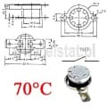Wyłącznik termiczny 70°C  bimetalowy NO  6A