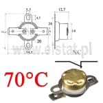 Wyłącznik termiczny 70°C  bimetalowy NC  6A ruchom