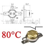 Wyłącznik termiczny 80°C  bimetalowy NC  6A ruchom