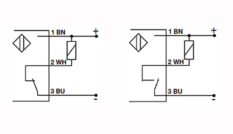 Czujnik indukcyjny zbliżeniowy NPN schemat